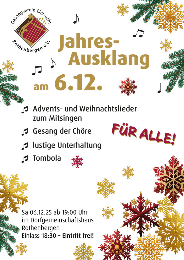 Jahresausklang – Sa 06.12. im DGH